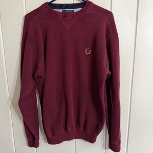 Tommy Hilfiger Crest Logo Burgundy Waffle Knit Sweater Medium